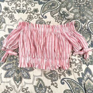 Pink Striped Crop Top